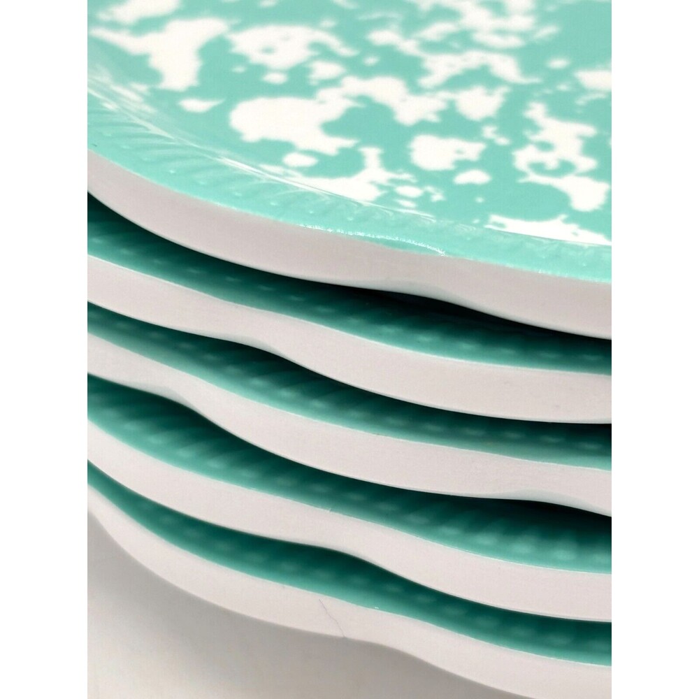Pioneer Woman Set of 5 100% Melamine Appetizer Plates‎ Country Splatter Teal NWT - Picture 9 of 12